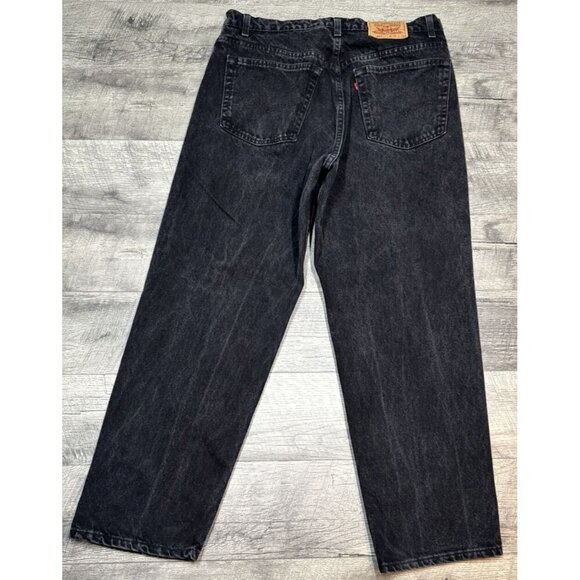 Vintage Levis 554 Denim Jeans Mens 38x30 Black Relaxed Baggy Distressed USA 90s - Picture 2 of 14